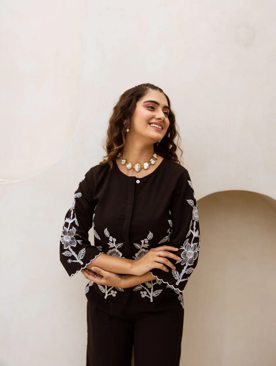 Black Embroidered Cotton Set