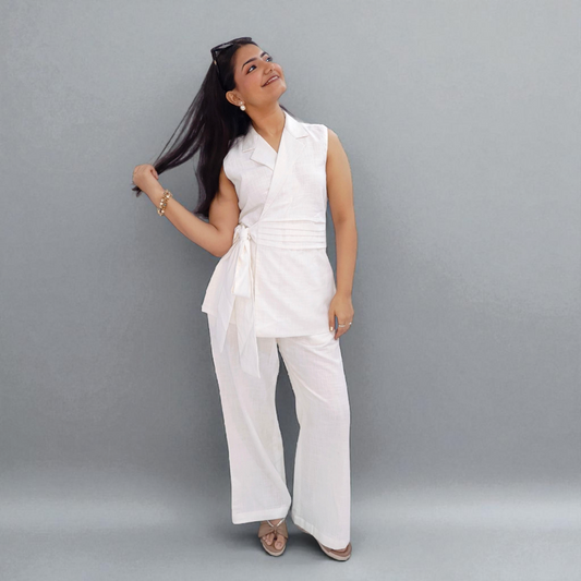 Pinteresty White wrap around Co-Ord Set
