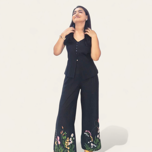Black Sleeveless Waistcoat Co-ord set