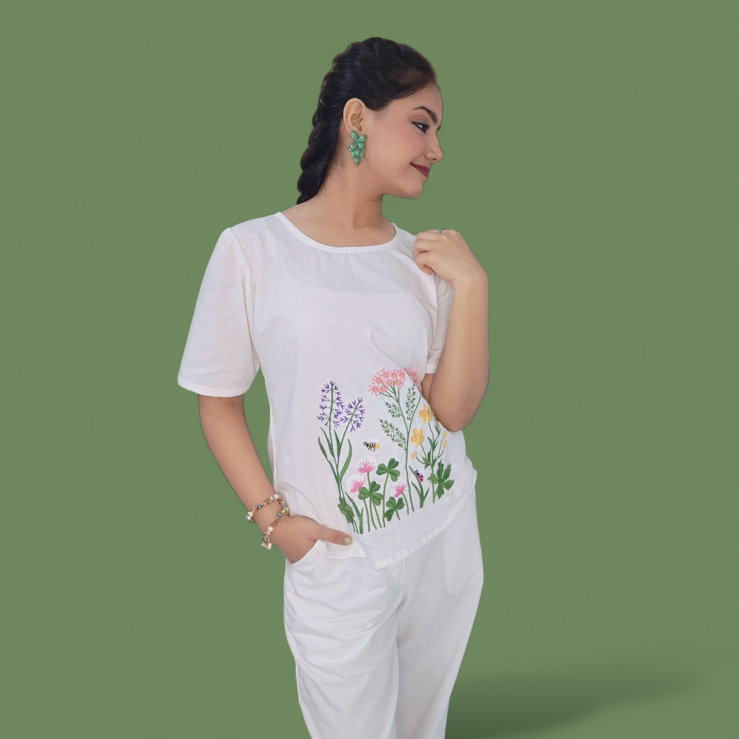 White embroidered co-ord set
