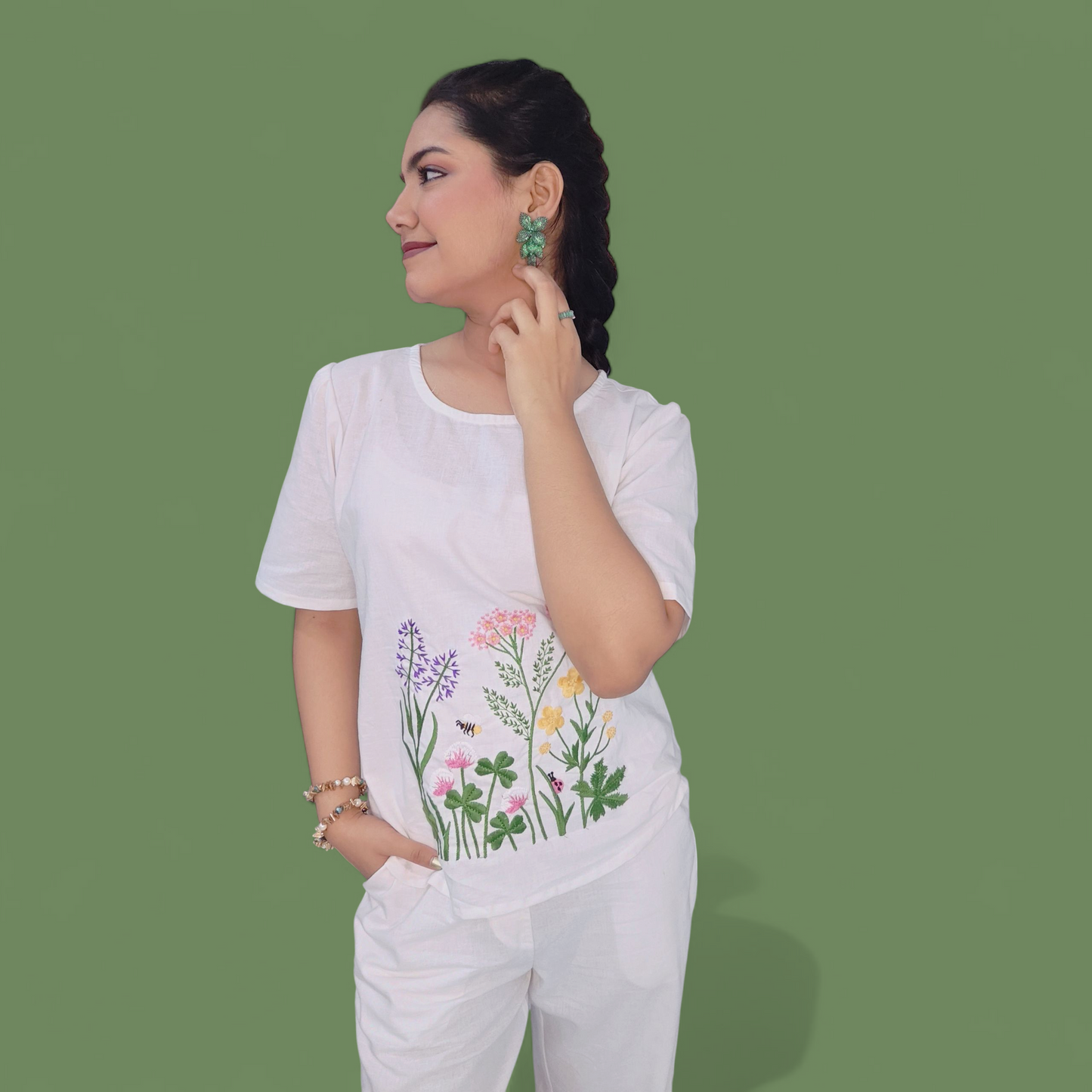 White embroidered co-ord set