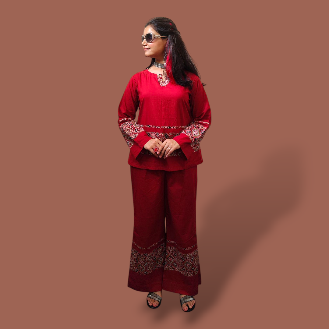 Maroon Ajrakh Co-ord