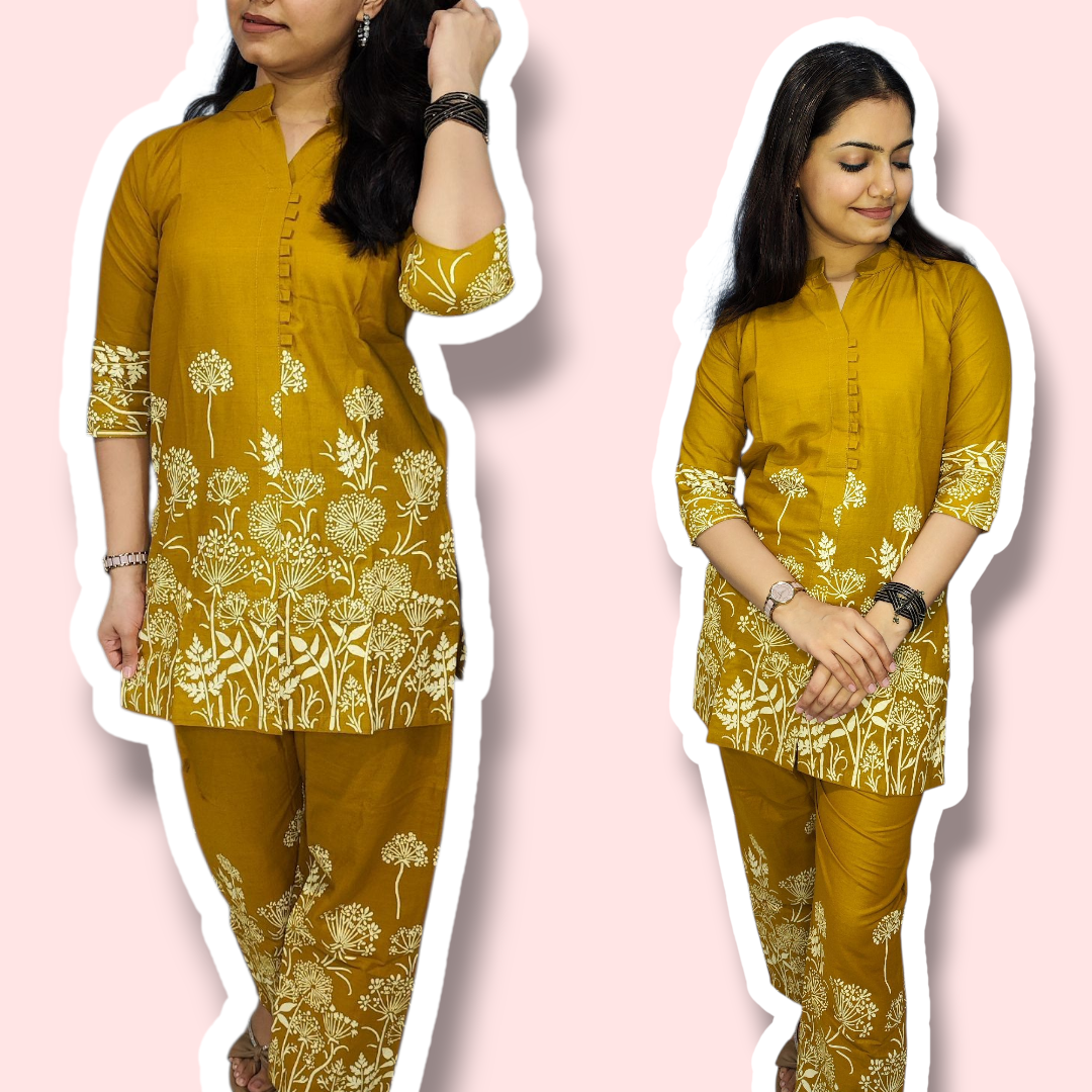 Khadi Cotton Yellow Co-ord Set