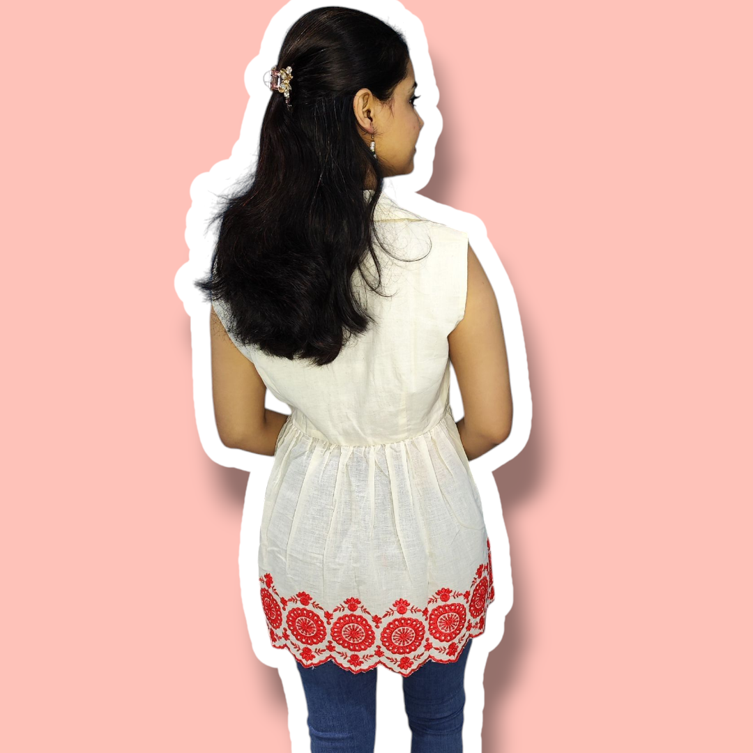 Short kurti in Red border