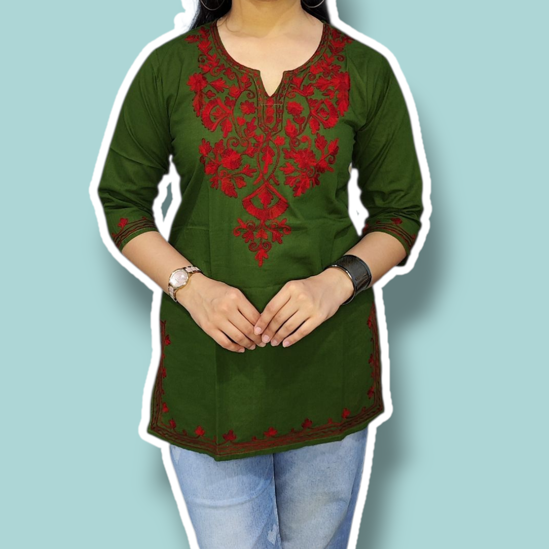 Green short kurti