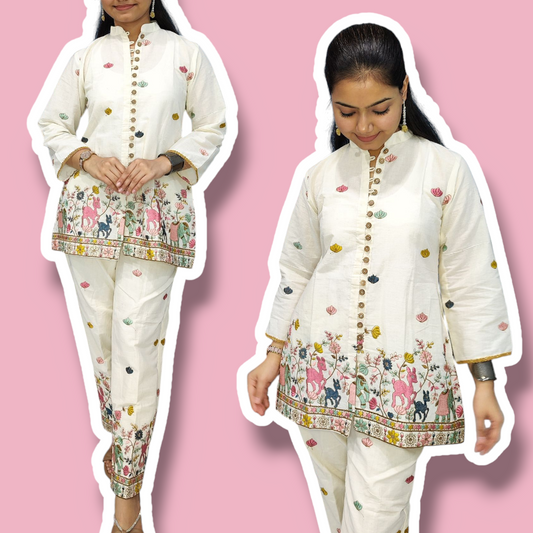 Festive Embroidered kora cotton set