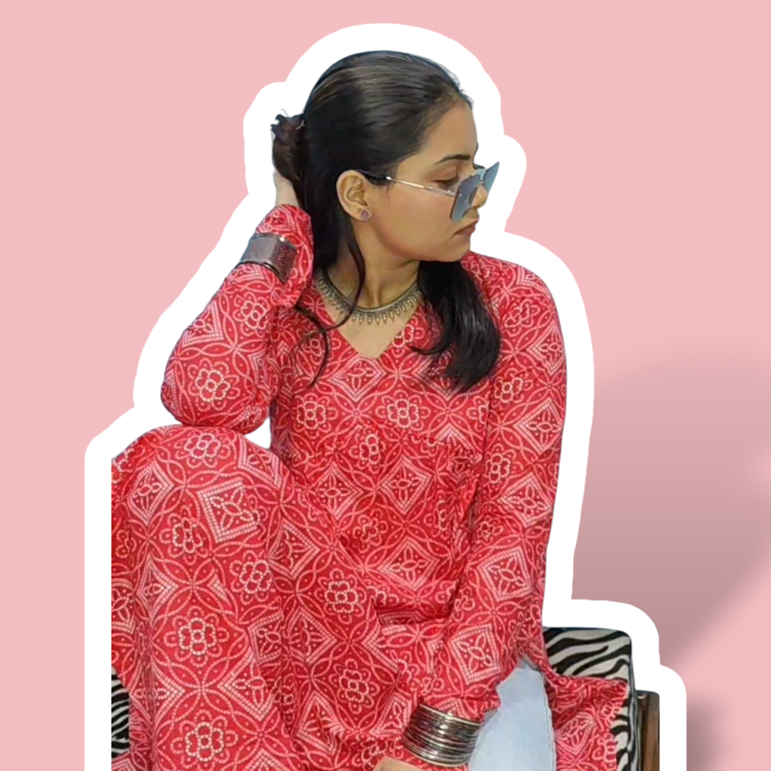 Bandhni Red Kurti