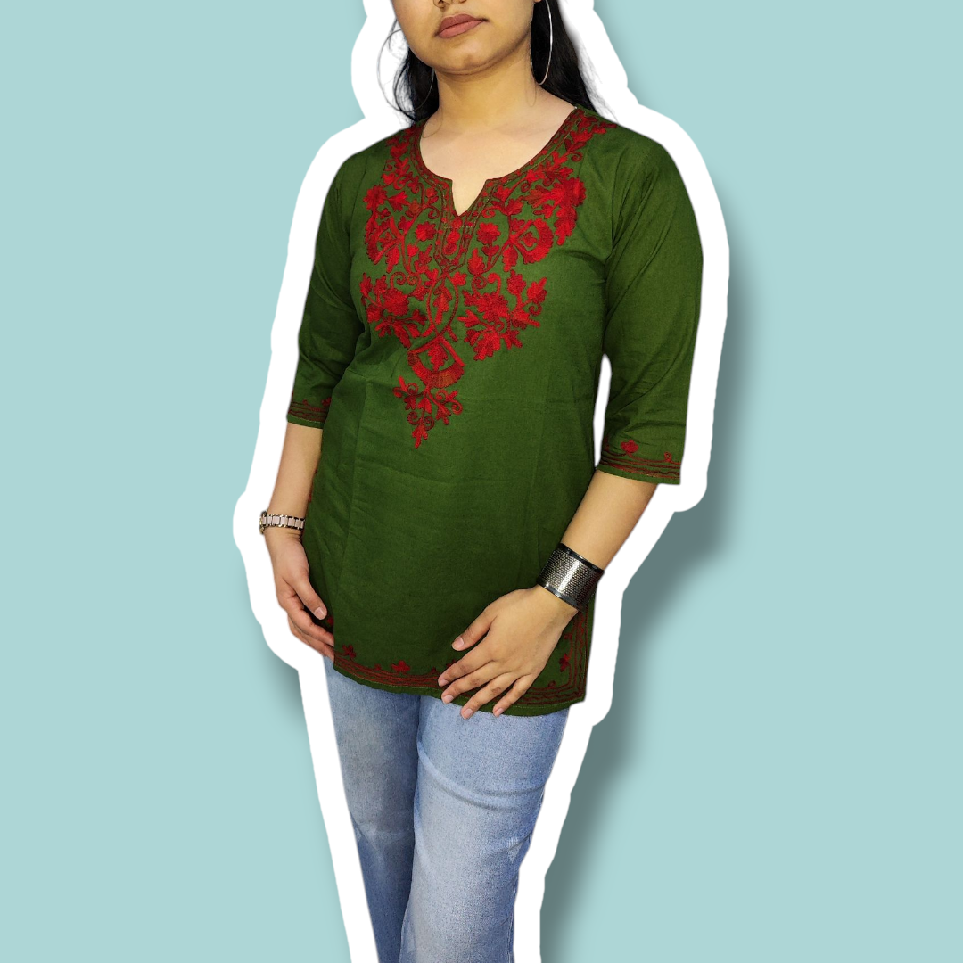 Green short kurti