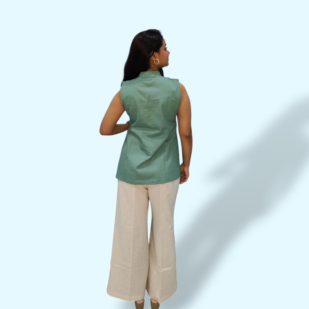 Jade Green Pleat Top