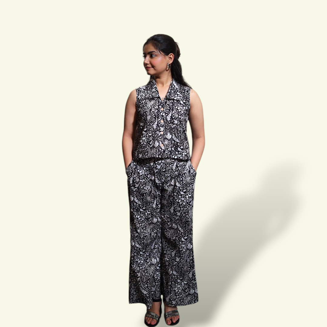 Black floral co-ord set