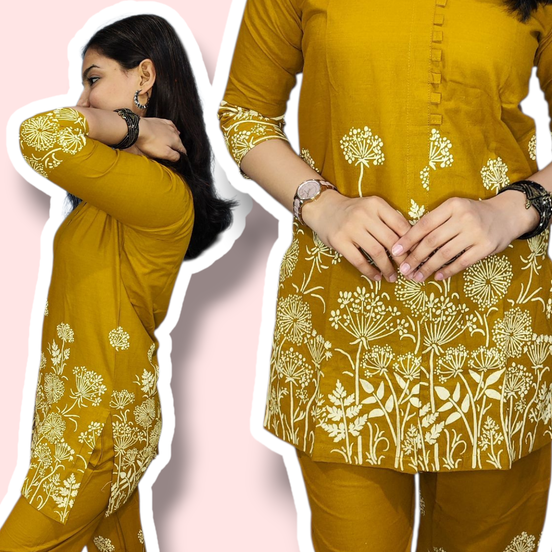 Khadi Cotton Yellow Co-ord Set
