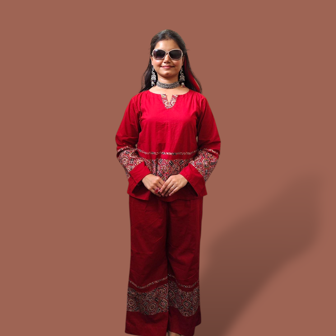 Maroon Ajrakh Co-ord