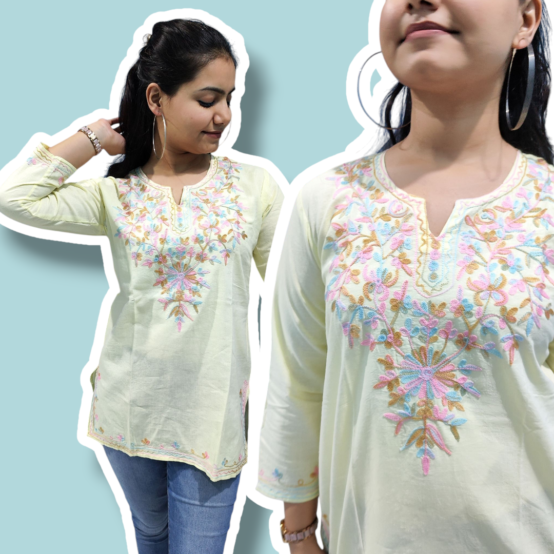 Butter yellow short kurti