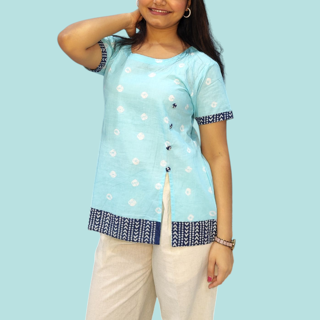 Sky Blue Short Kurti