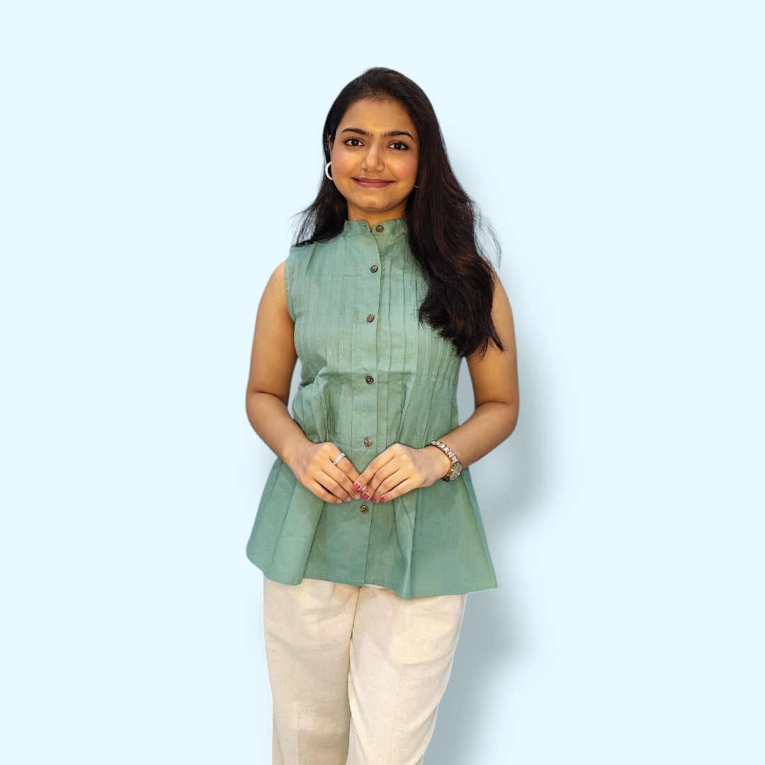 Jade Green Pleat Top
