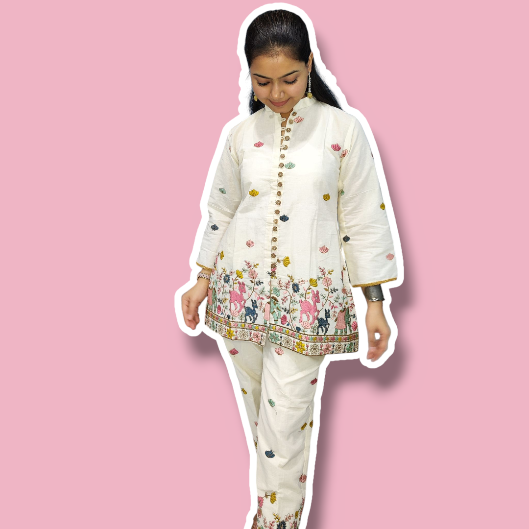 Festive Embroidered kora cotton set