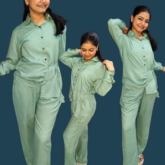 Jade Green Tie-Up Detail Co-ord Set