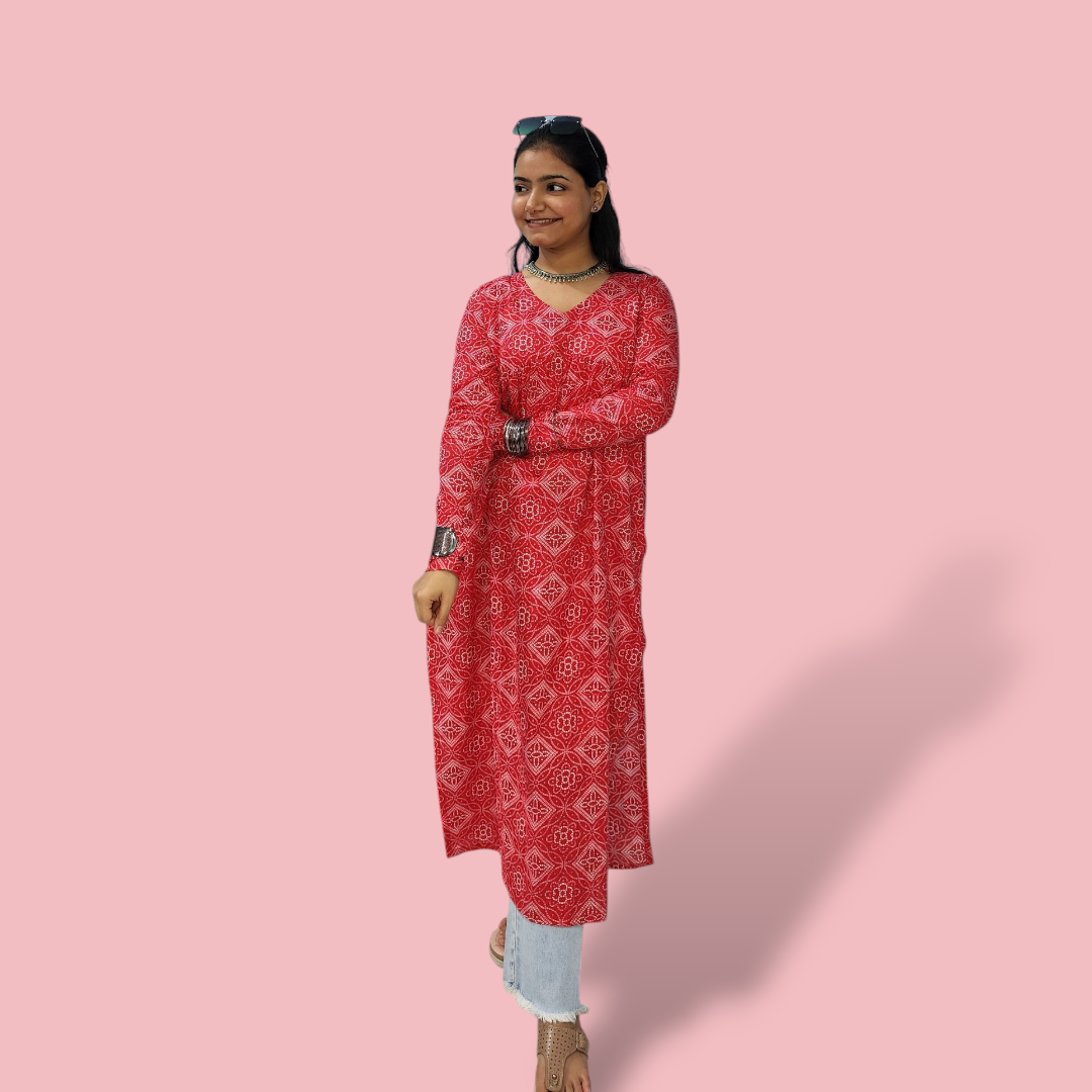 Bandhni Red Kurti