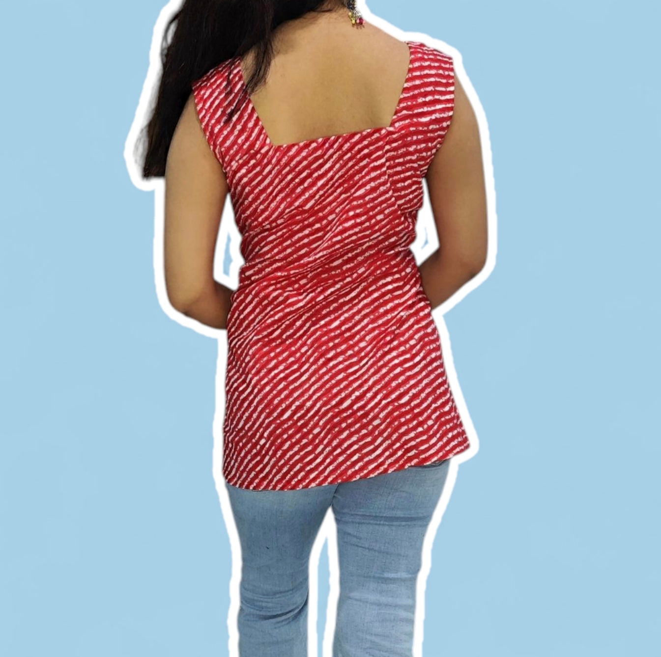 Red Sleeveless Short Kurti