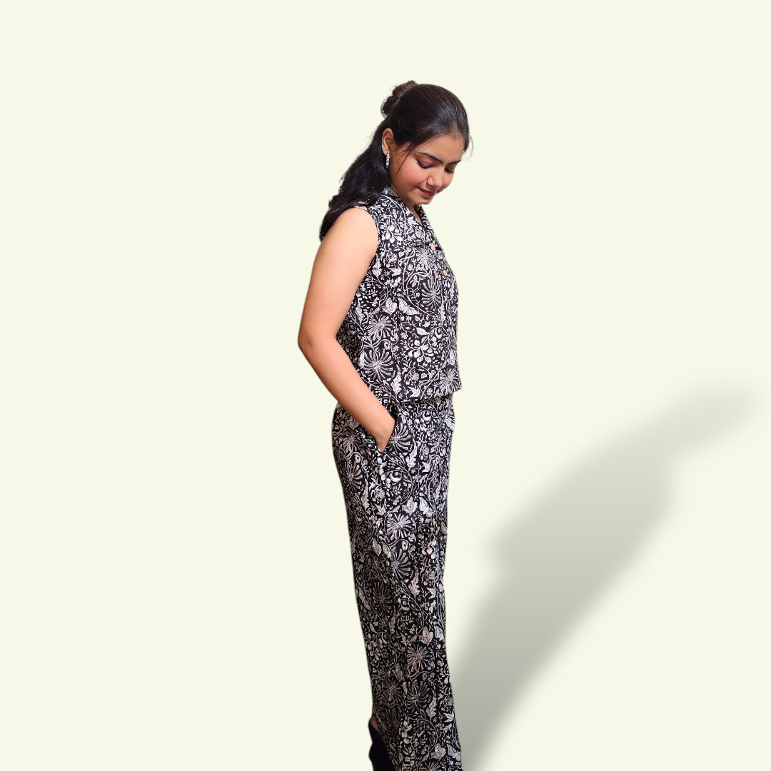 Black floral co-ord set