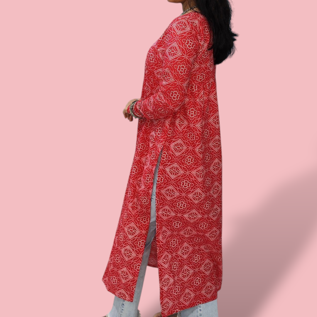 Bandhni Red Kurti