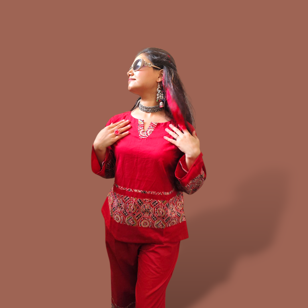 Maroon Ajrakh Co-ord