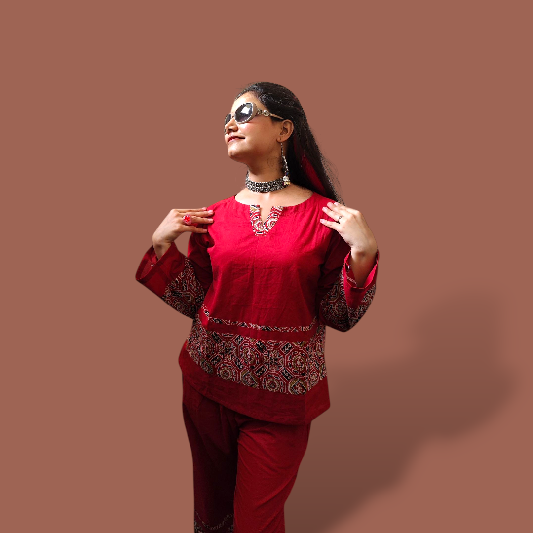 Maroon Ajrakh Co-ord