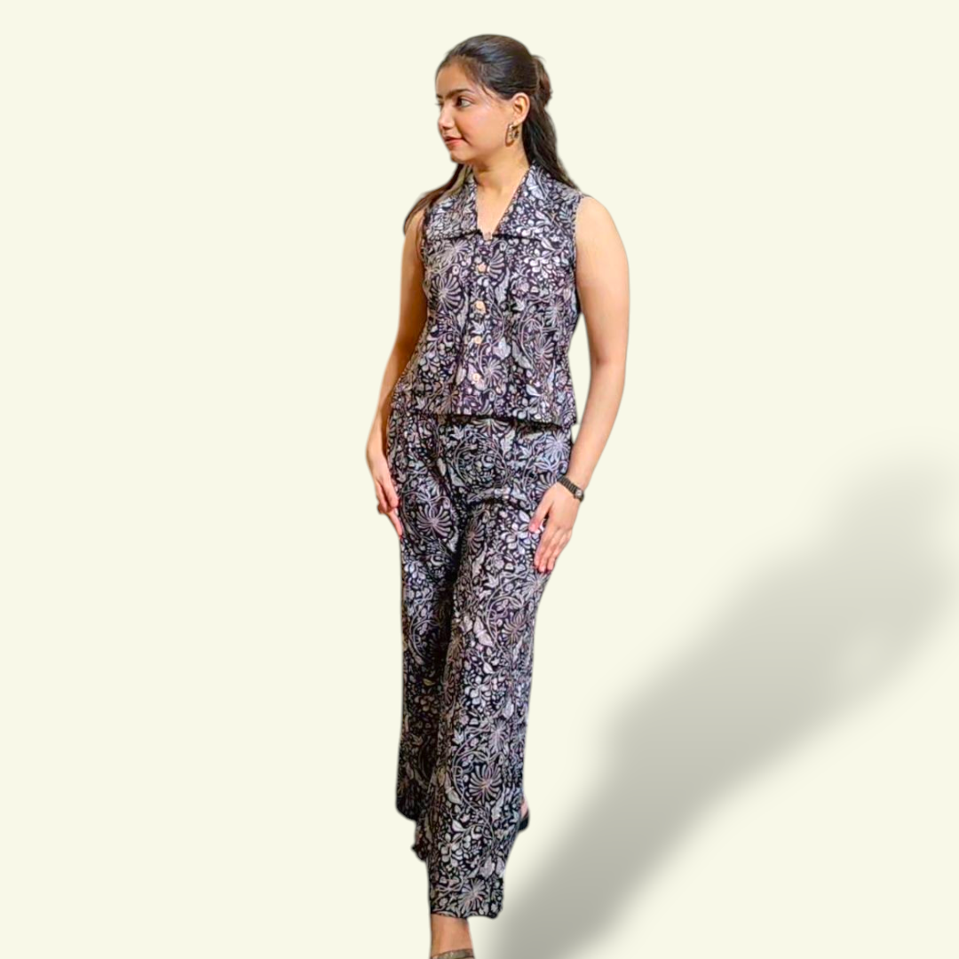 Black floral co-ord set