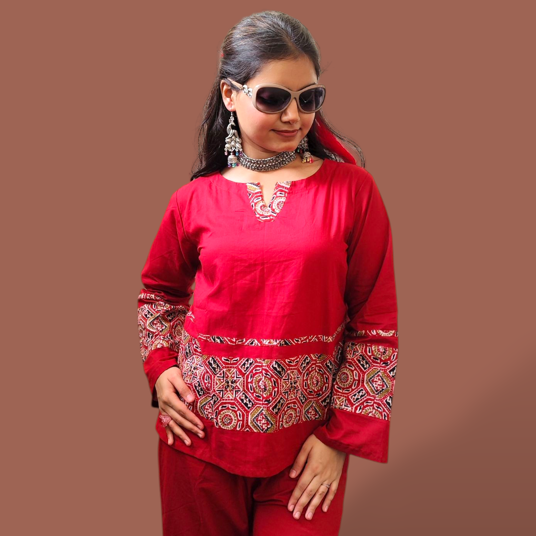 Maroon Ajrakh Co-ord