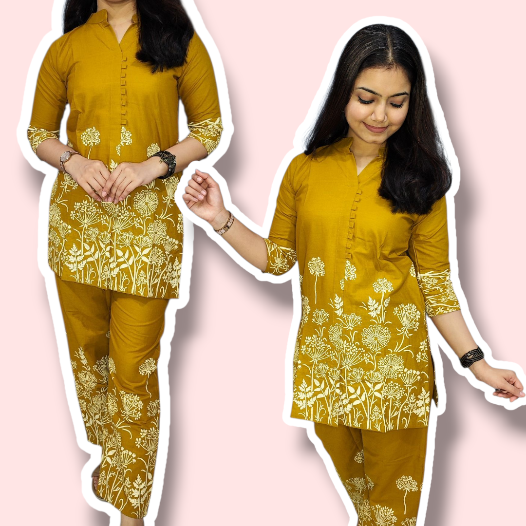 Khadi Cotton Yellow Co-ord Set