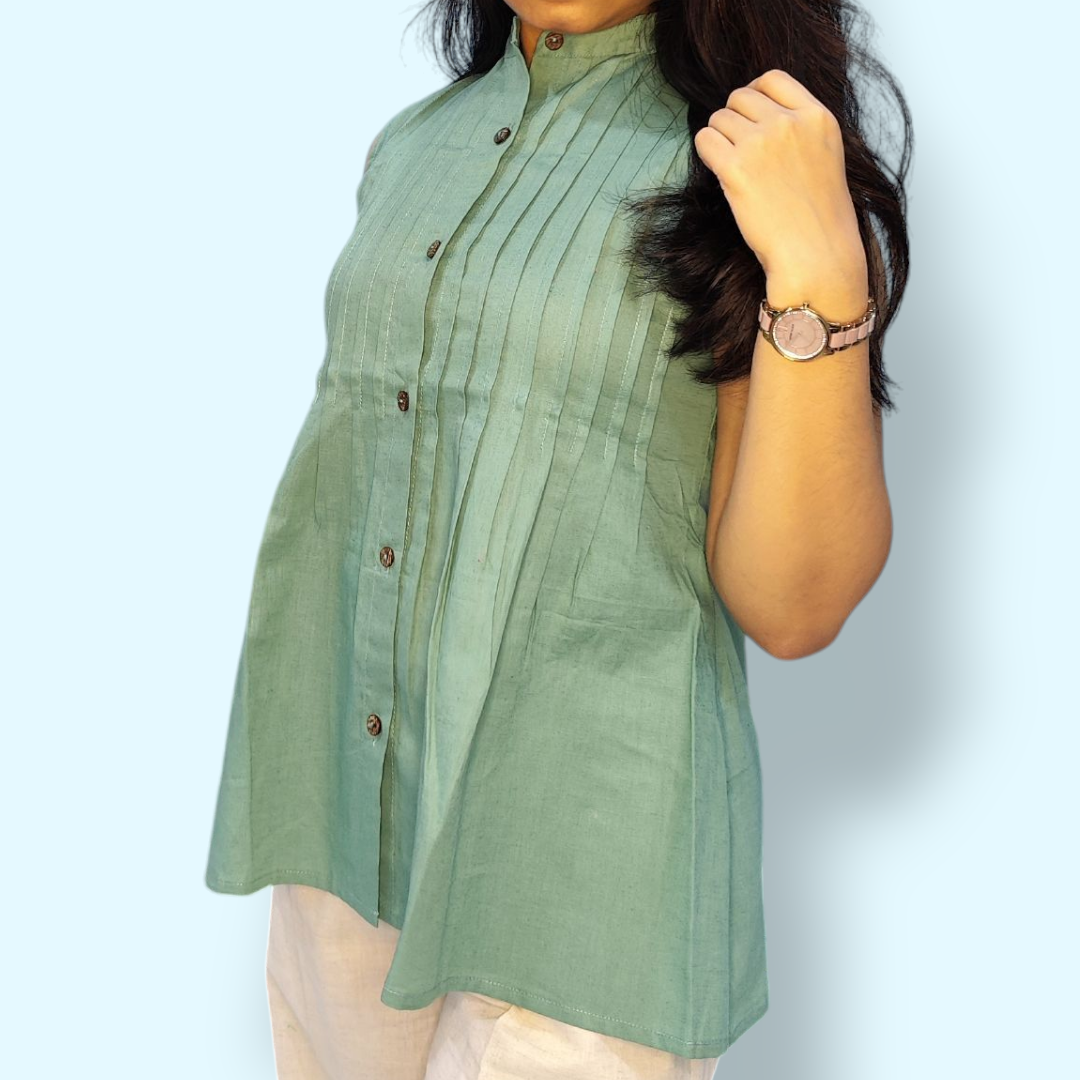 Jade Green Pleat Top