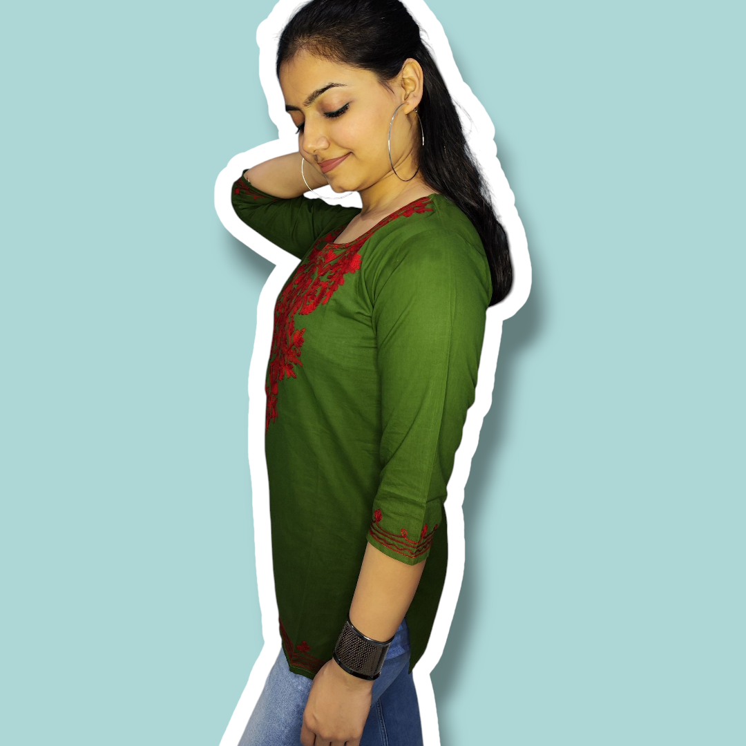 Green short kurti