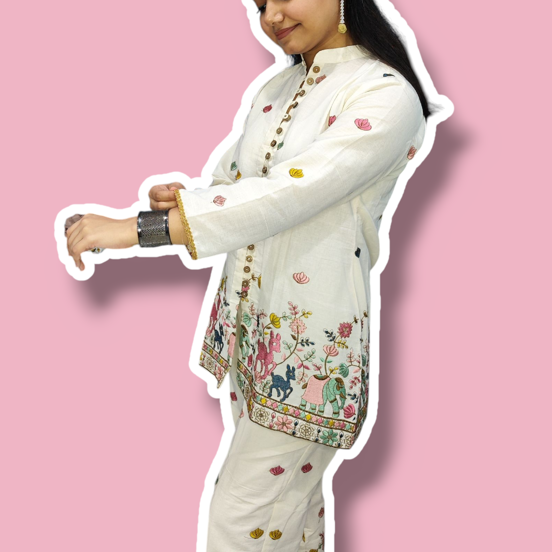 Festive Embroidered kora cotton set