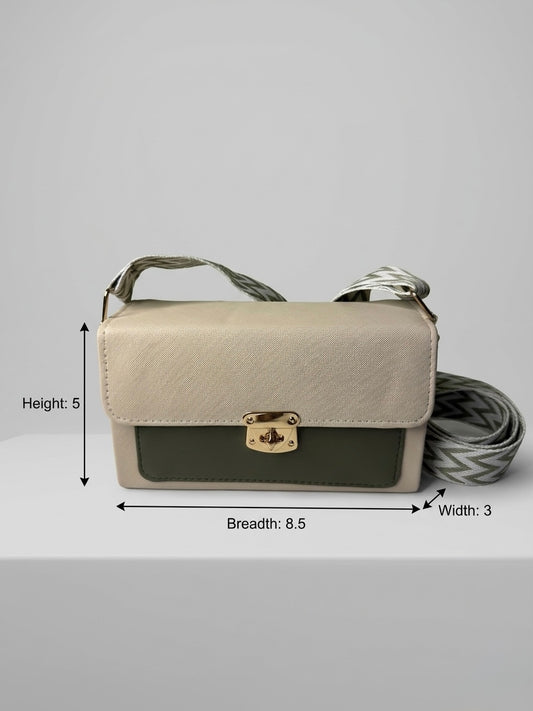 Green and beige crossbody