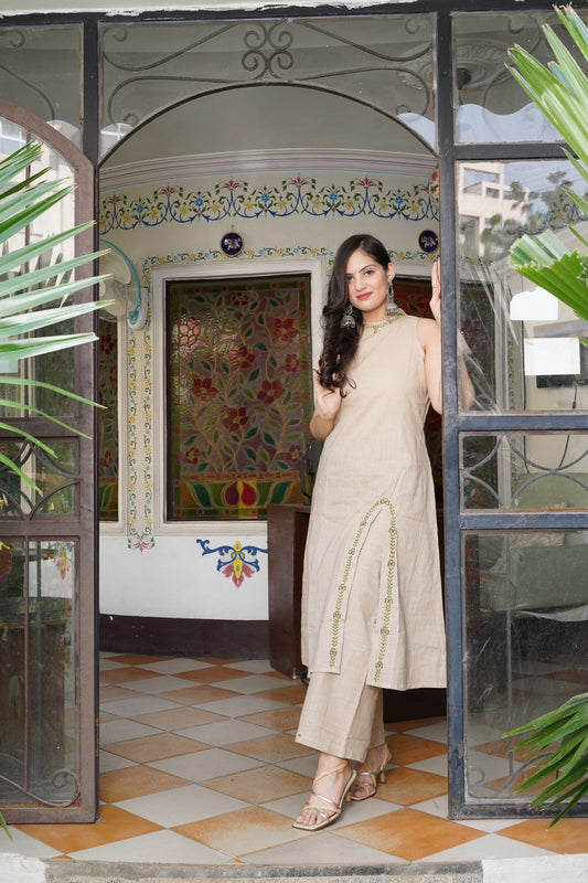 Beige Kurta Co-ord set