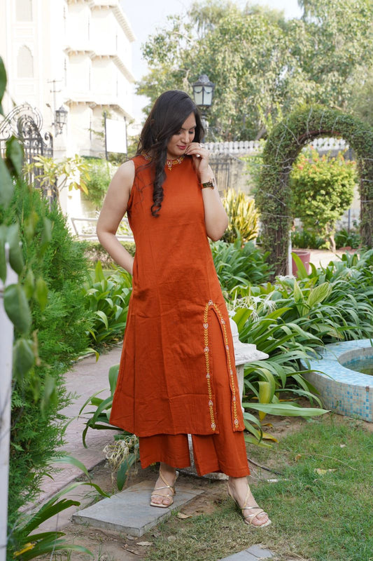Rust Kurta Co-ord set