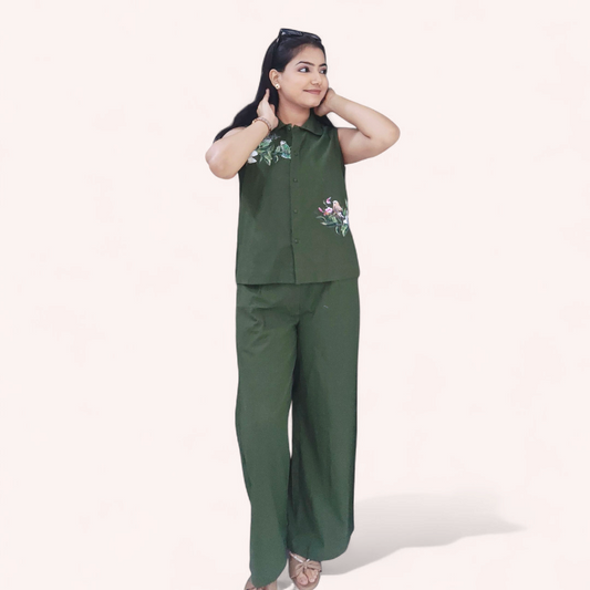 Green Sleeveless Co-Ord set