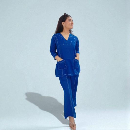 Blue Pure Cotton Co-ord Set