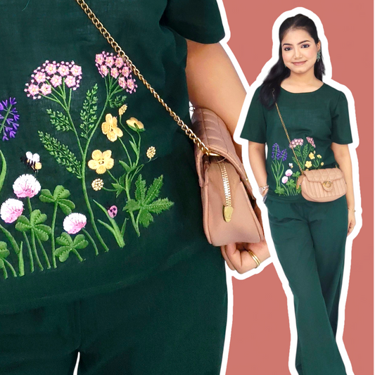 Green embroidered co-ord set