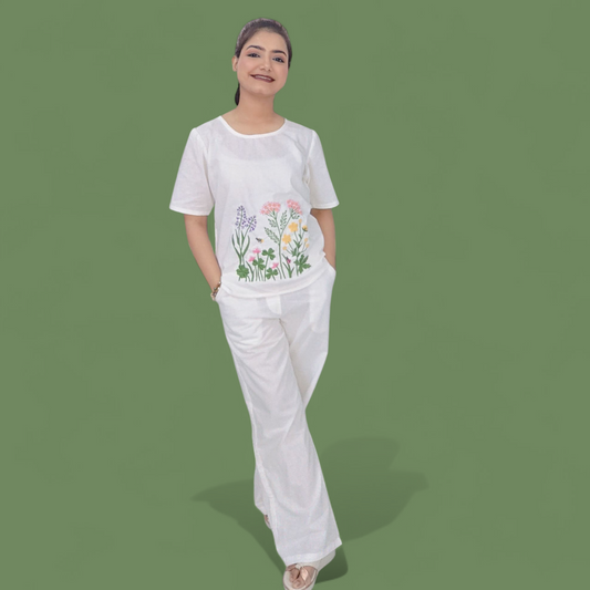 White embroidered co-ord set