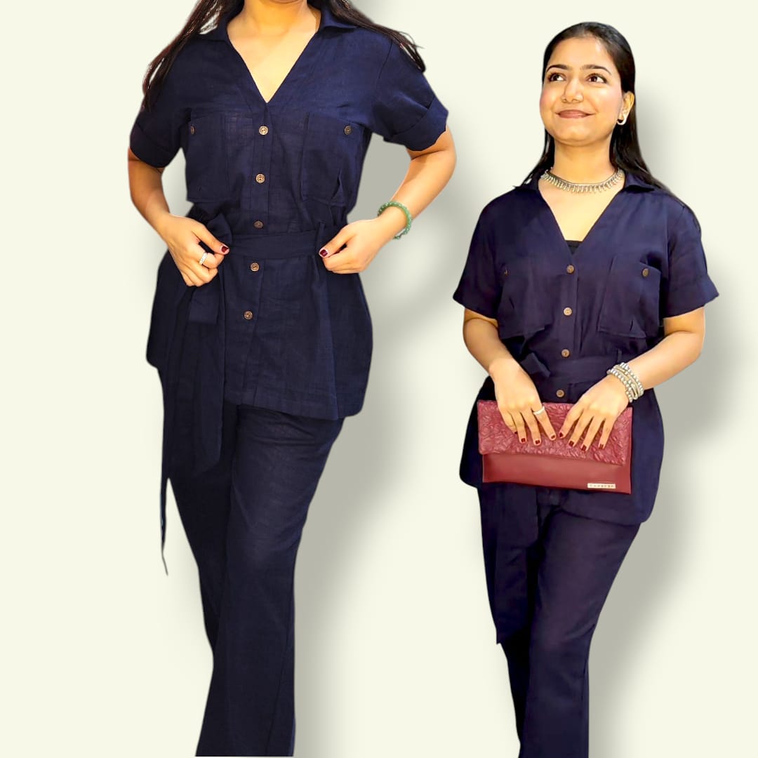 Navy Blue tie-up Co-ord set