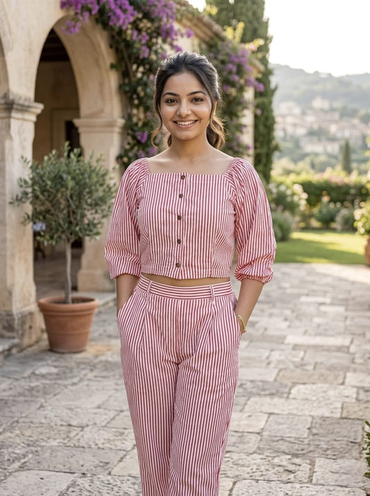 Striped Crop Top Co-ord Set