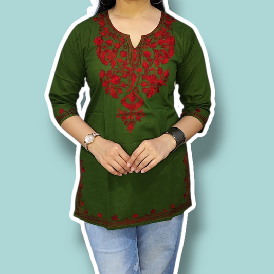 Green short kurti