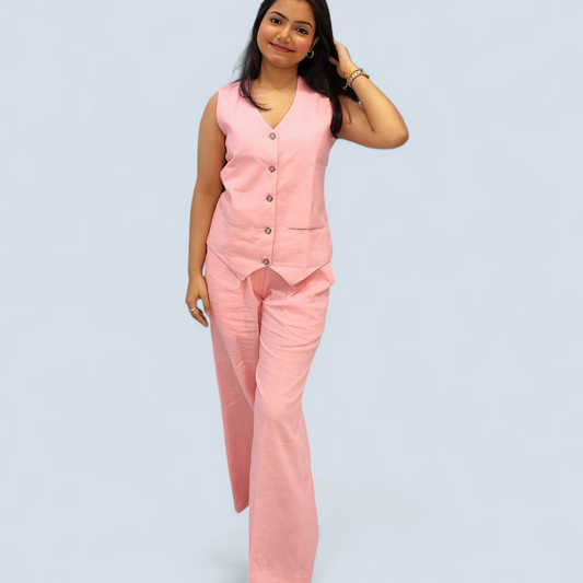 Peach Waistcoat 2-Peice Set