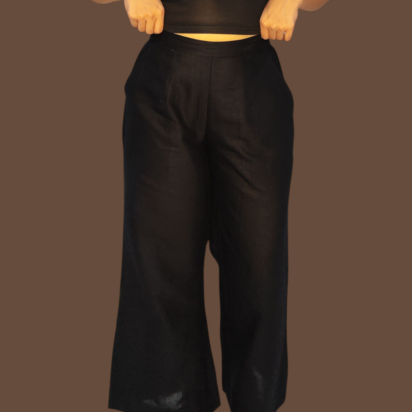 Black cotton-Linen pants