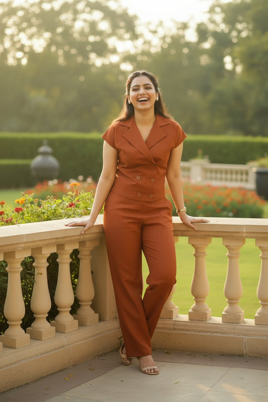 Rust waistcoat co-ord set