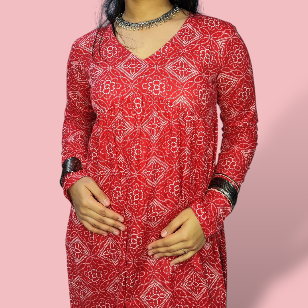 Bandhni Red Kurti