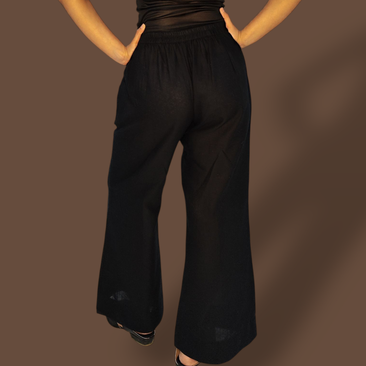 Black cotton-Linen pants