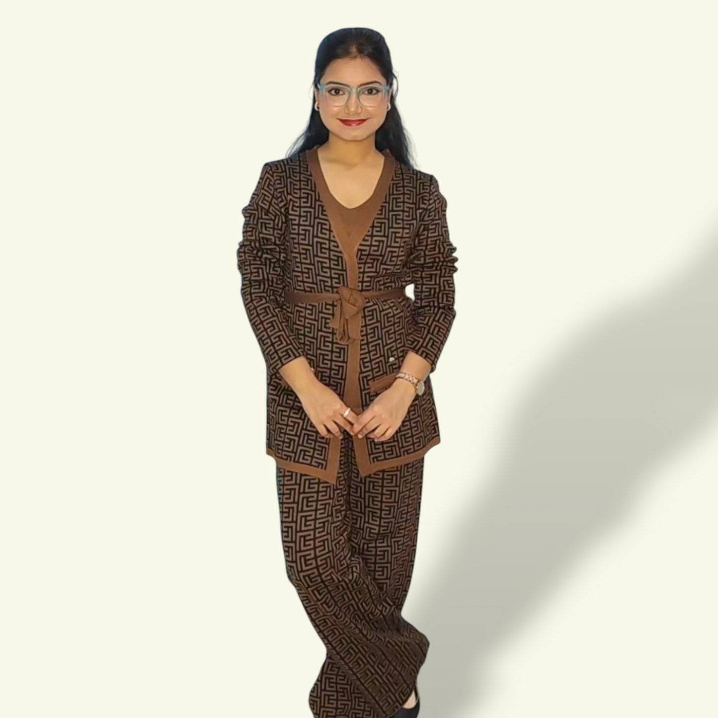 Brown Woollen 3 Pc Set