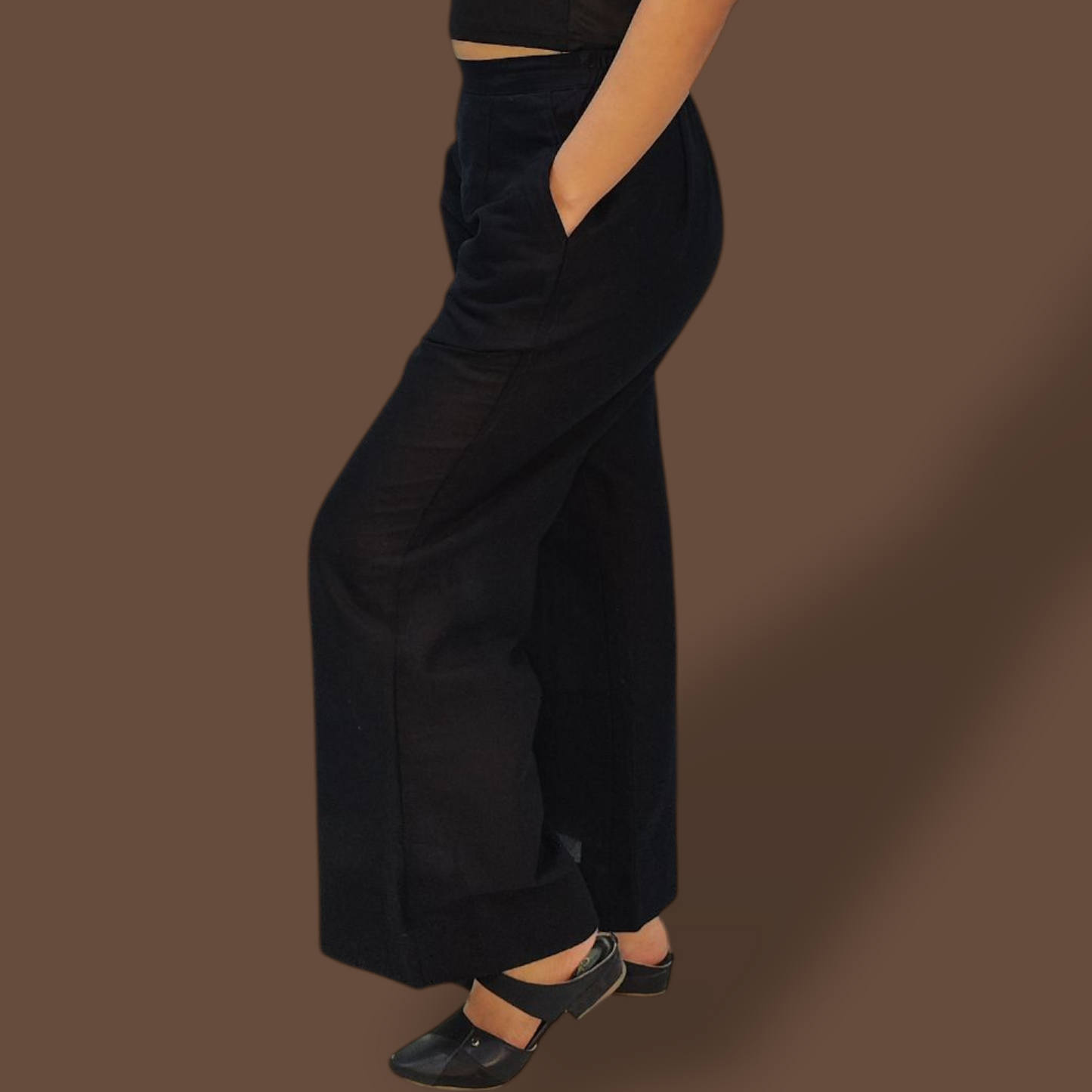 Black cotton-Linen pants